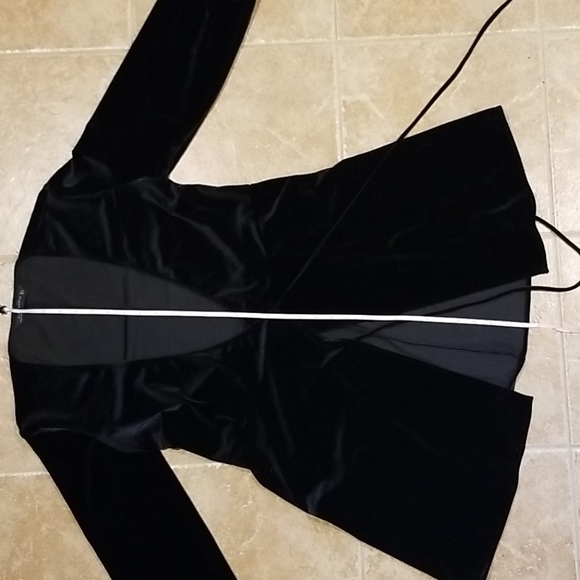 Zara black velvet wrap dress mini puff sleeve S - Picture 16 of 17